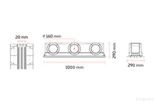 Įkelti vaizdą į galerijos rodinį, Priglaistomas difuzorius ERGOVENT LINEO PRO CONDI | 160mm jungtys x 3 plyšiai x 1000mm x 20mm x termoizoliuota)
